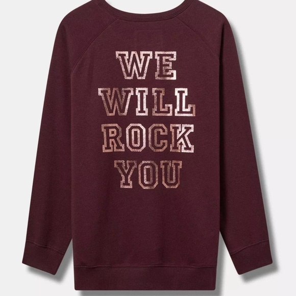 Torrid Sweatshirt 1X - Queen "We Will Rock You" Burgundy Crew Plus Size Top New - Picture 1 of 4